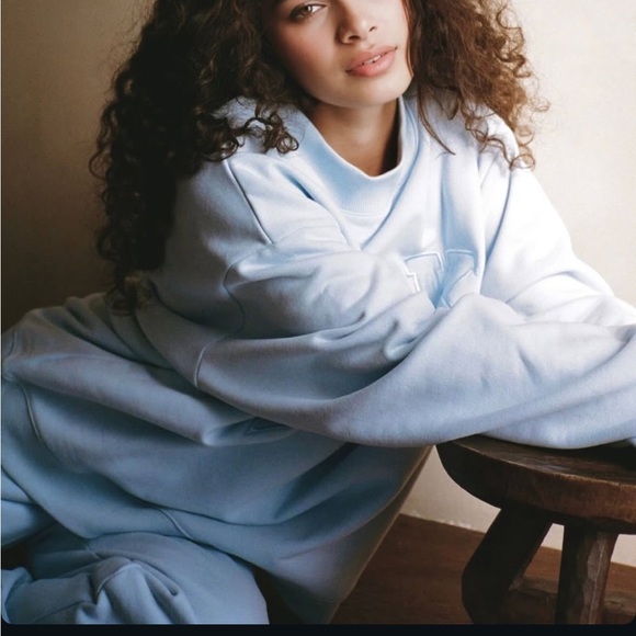 Parke Monochrome Varsity Mockneck & Unisex Sweats Set in Ice - Picture 4 of 12